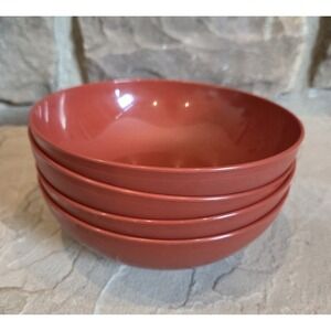 NEW 4 VINTAGE TUPPERWARE BOWLS SET 24 Oz  Reddish Brown Burnt Orange Made In USA
